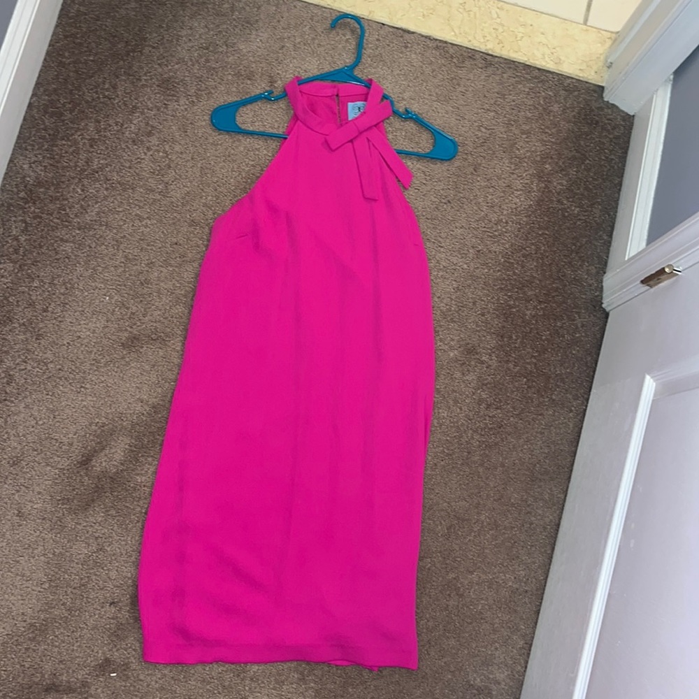 Size 6 cece fuchsia dress with bow neck